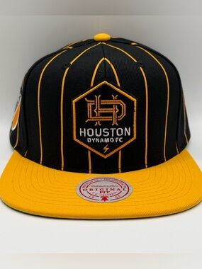 Houston Dynamo SC Mitchell & Ness Pinstripe Two Tone MLS Snapback Cap Hat